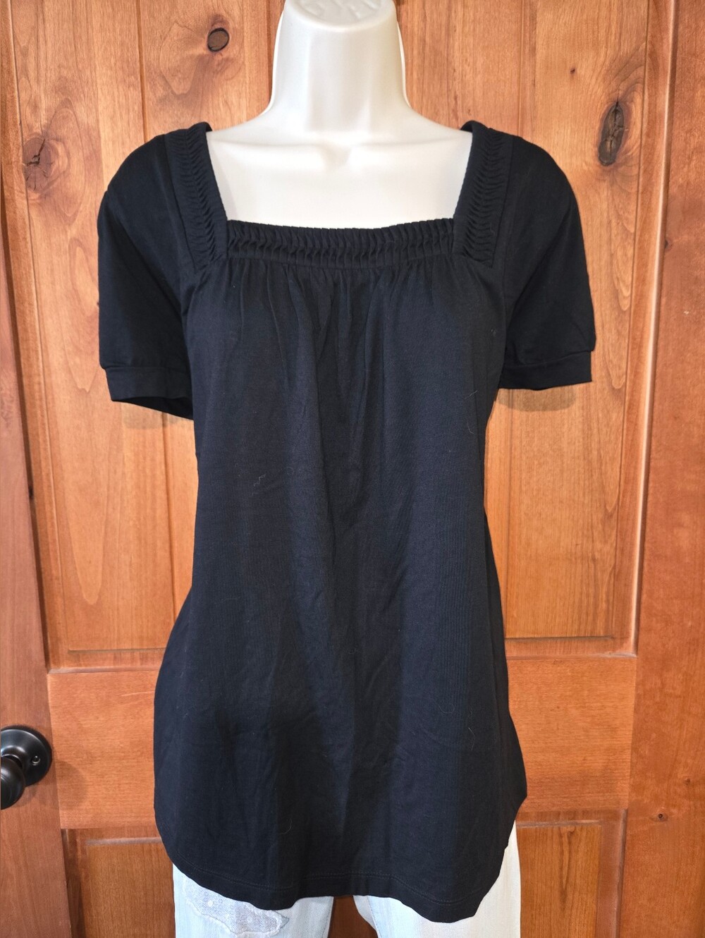 Apt. 9 Black Square-Neck Short Sleeve Top